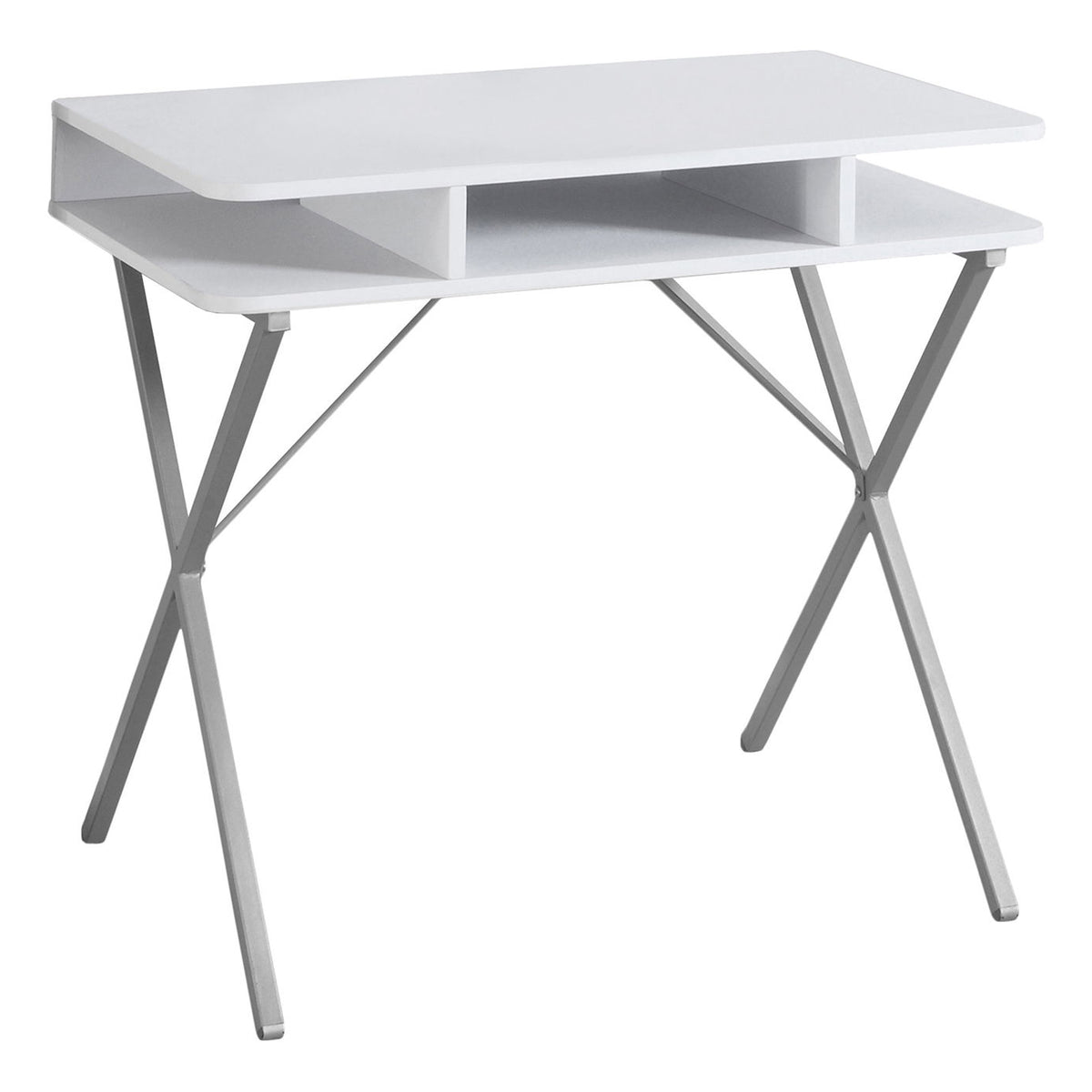 Computer Desk For Home Office, Laptop, Storage Shelves, Modern Convenient Design - White