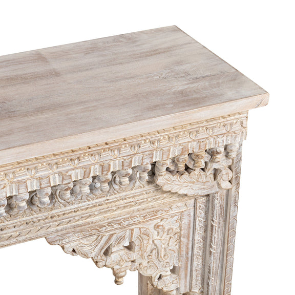 Sinai heritage cream console table top with detailed carved trim and apron