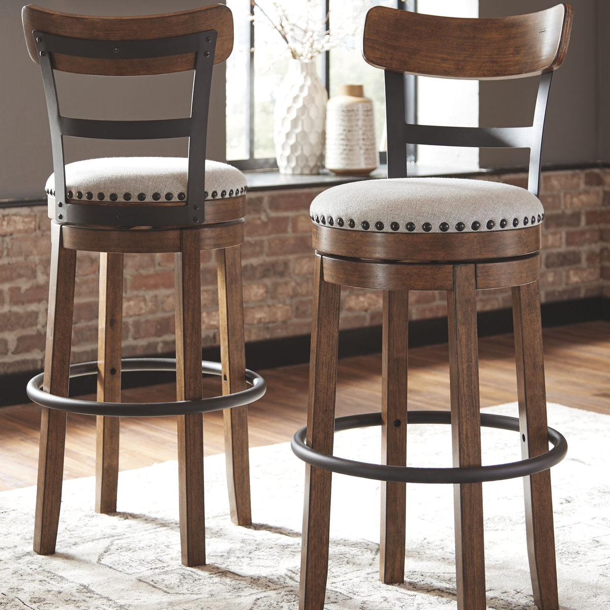 Valebeck - Tall Upholstered Swivel Barstool