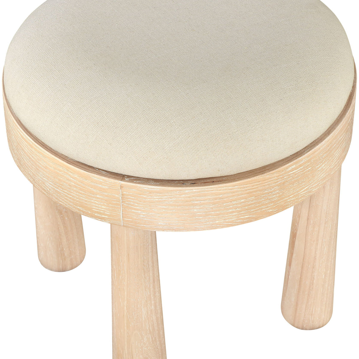 Larea - Linen Textured Fabric Ottoman - Natural Base