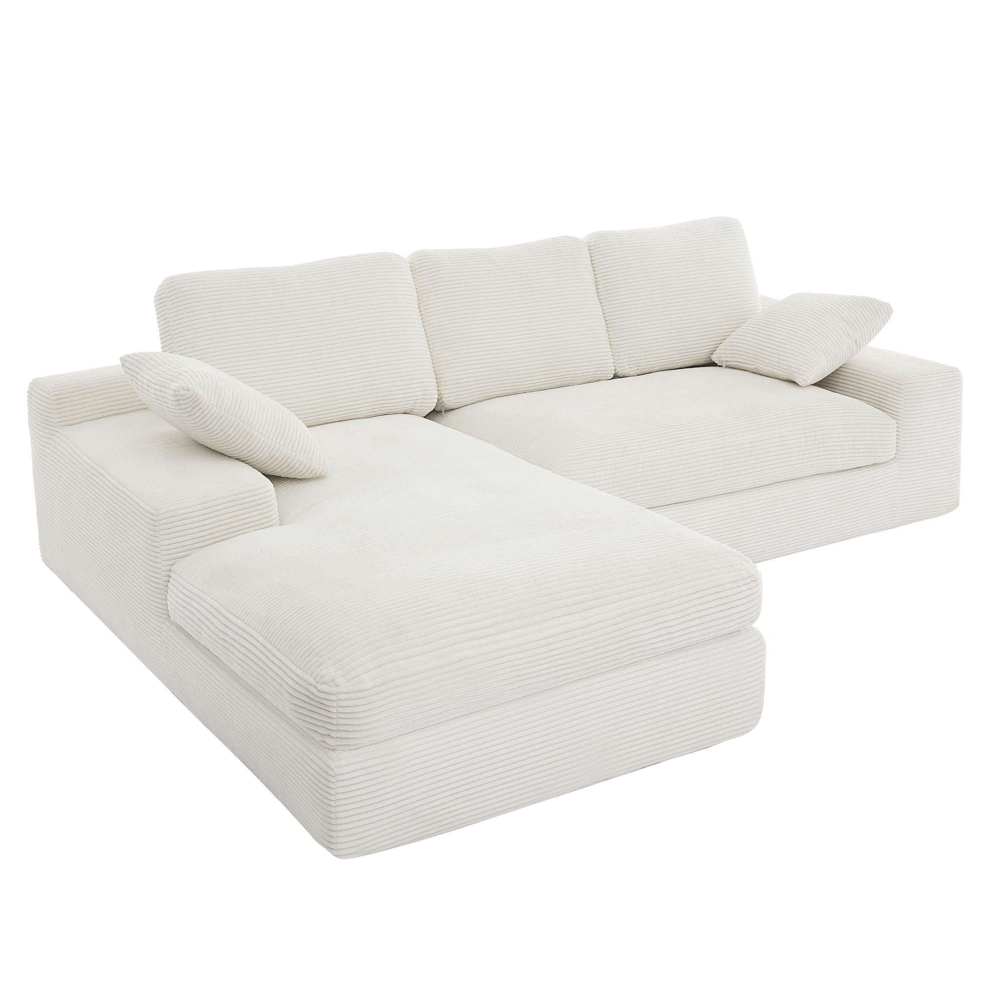 Compressed Sofa With 3 Back Cushions, 2 Throw Pillows