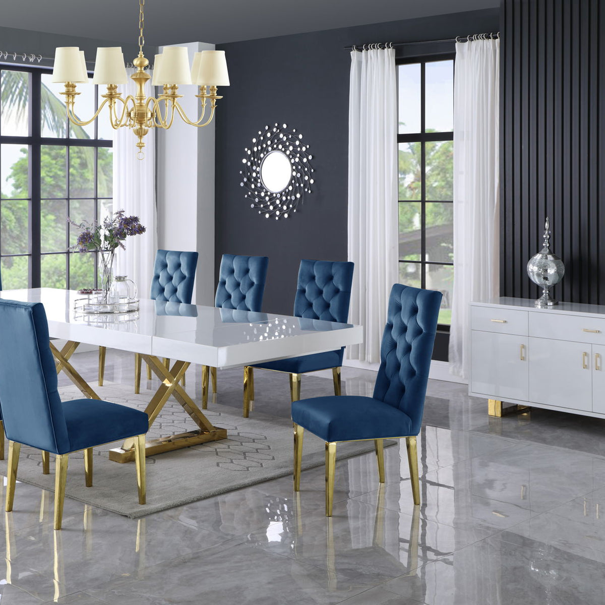 Excel - Extendable Dining Table with Gold Base