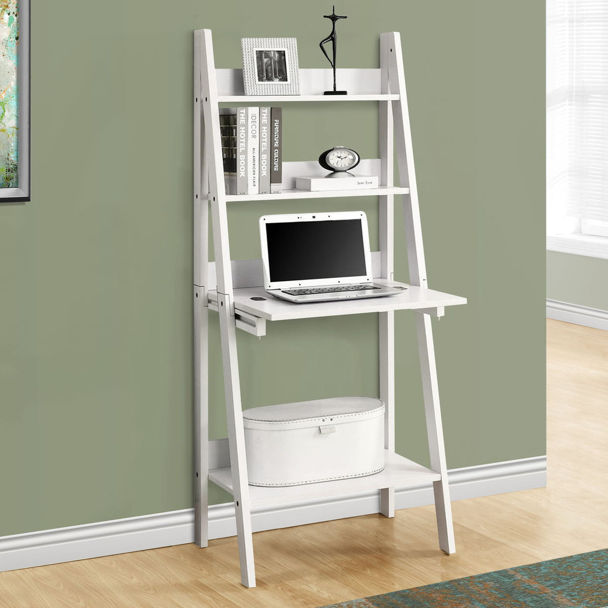 Computer Desk For Home Office, Laptop, Leaning, Storage Shelves