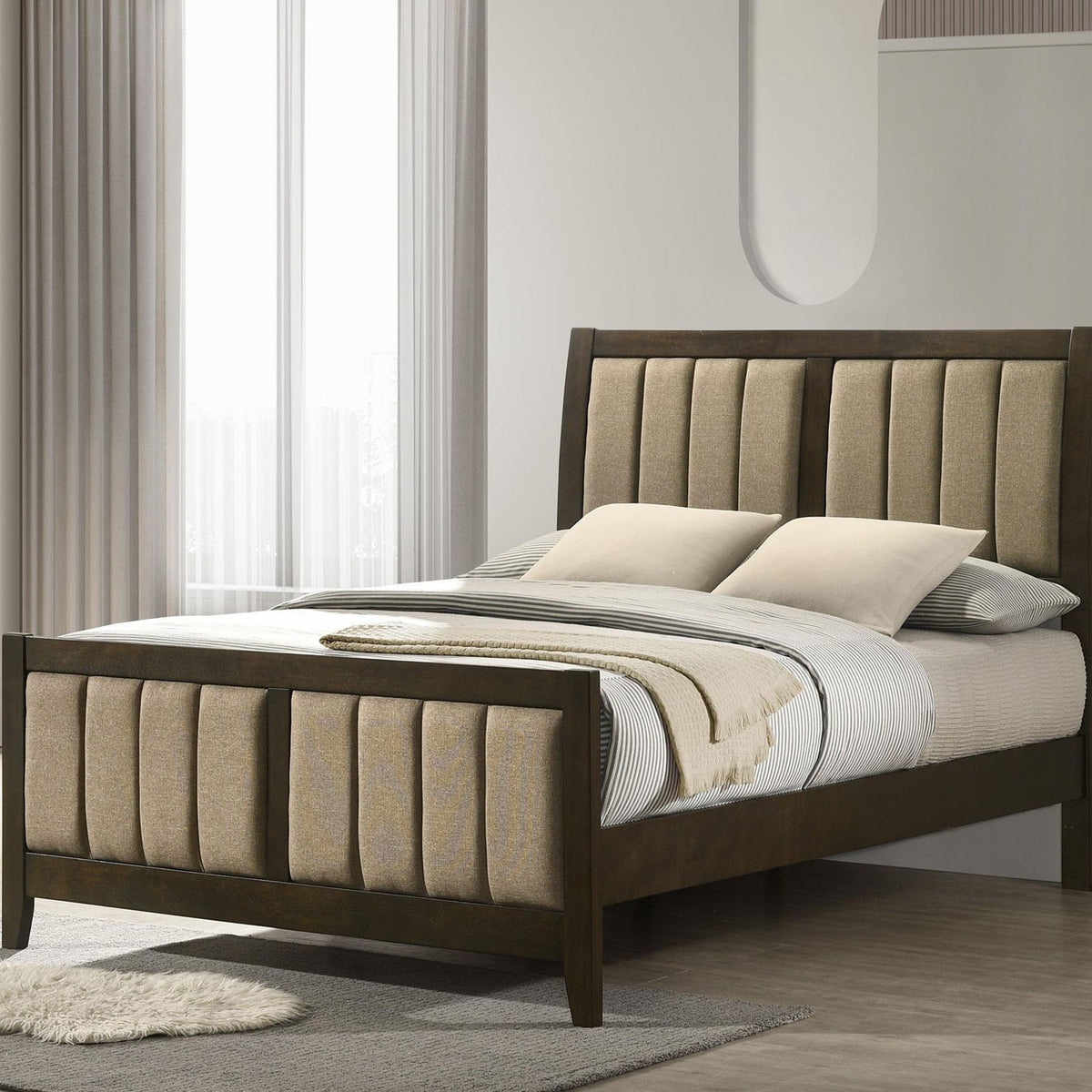 Wilkes 51-inch Upholstered Full Bed Dark Cocoa