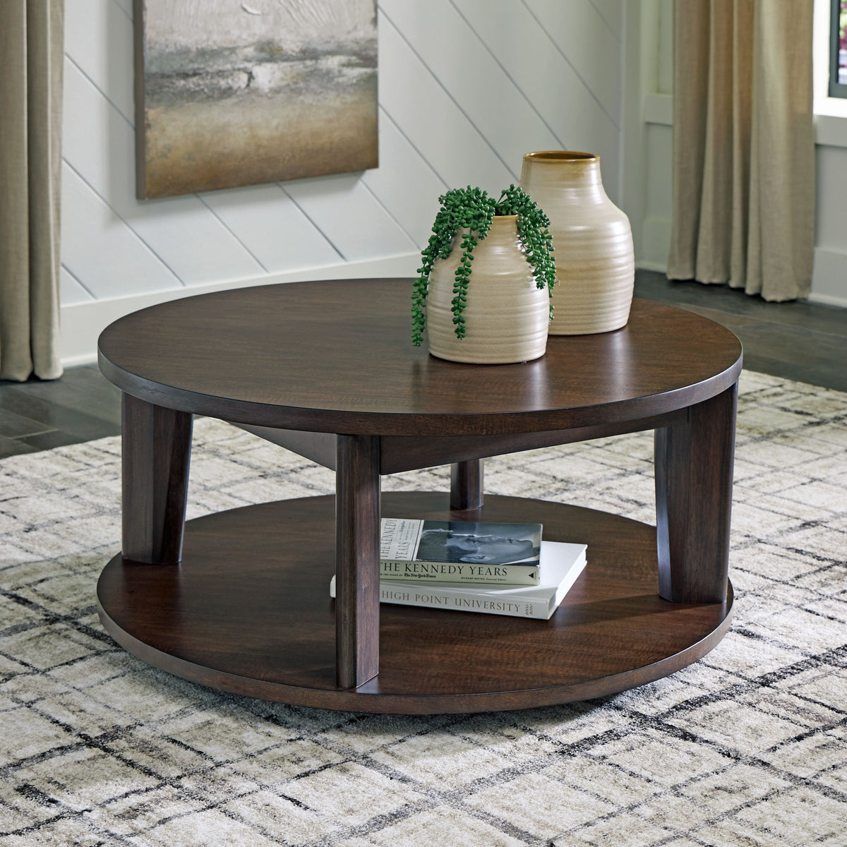 Korestone 2 - Round Cocktail Table - Dark Brown