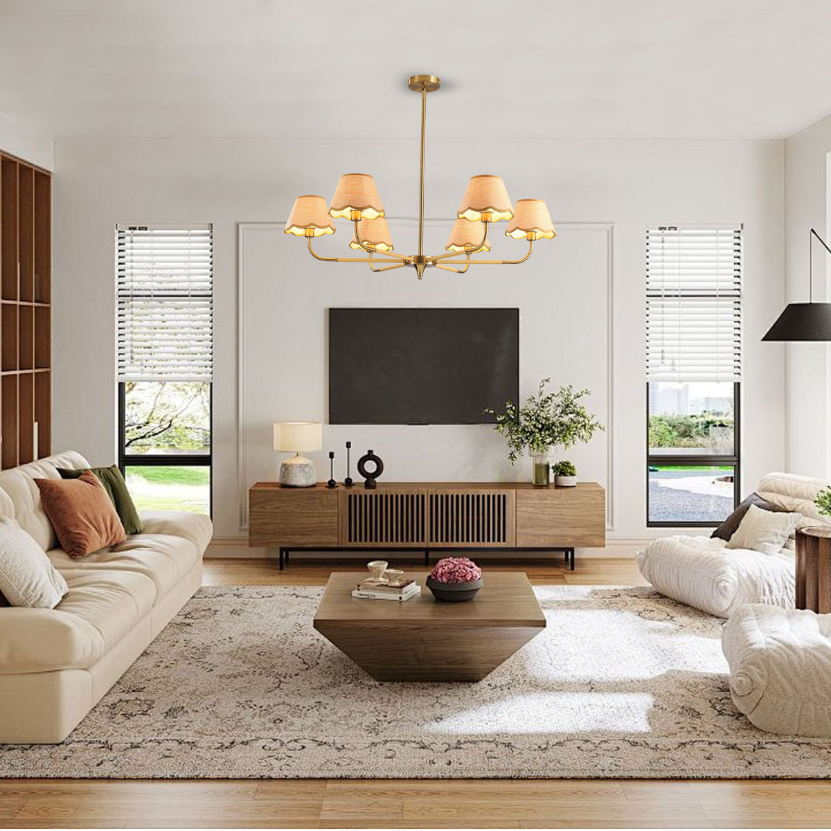 6 Lamp Chandelier - Golden