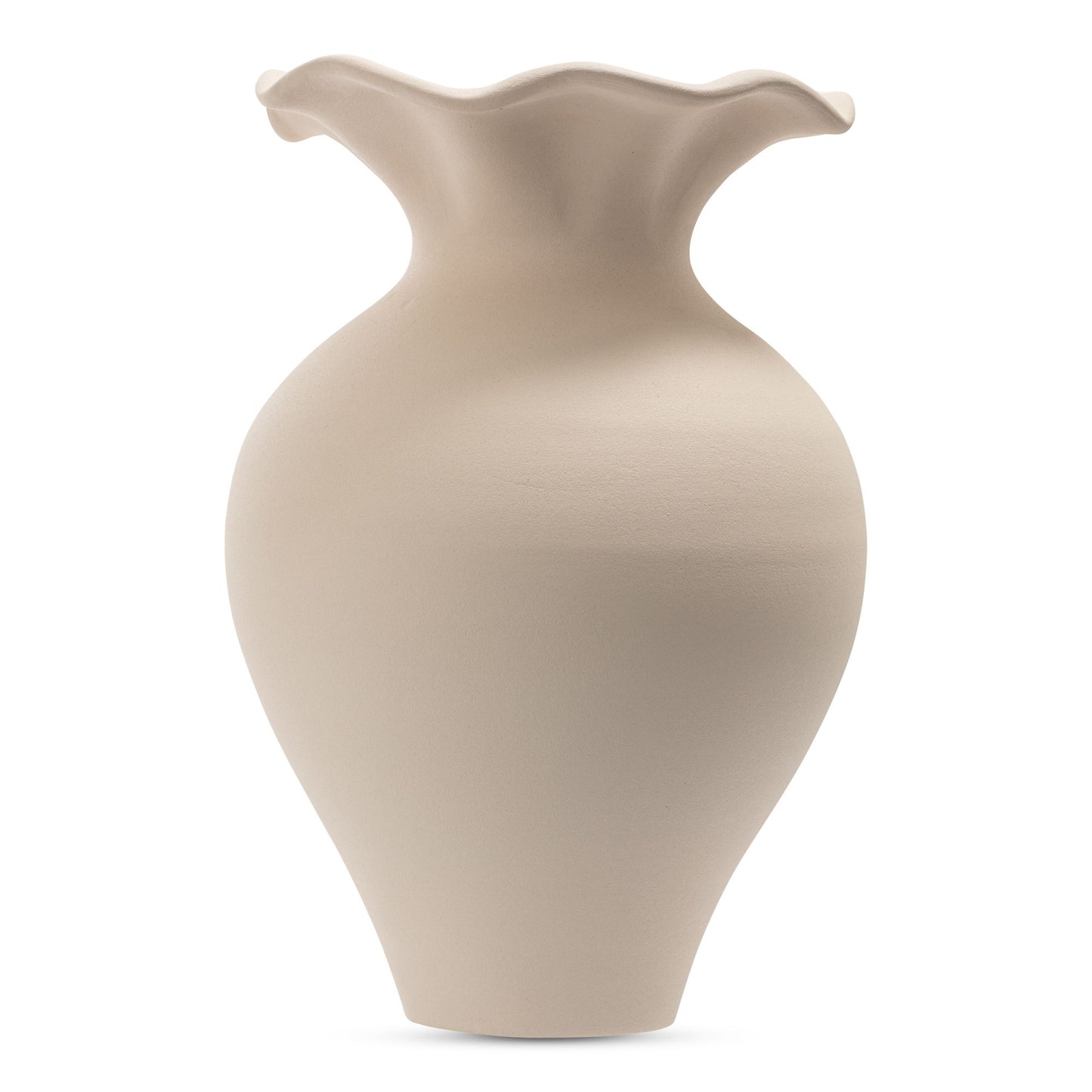 Ruffle - 12" Descorative Vessel - Beige