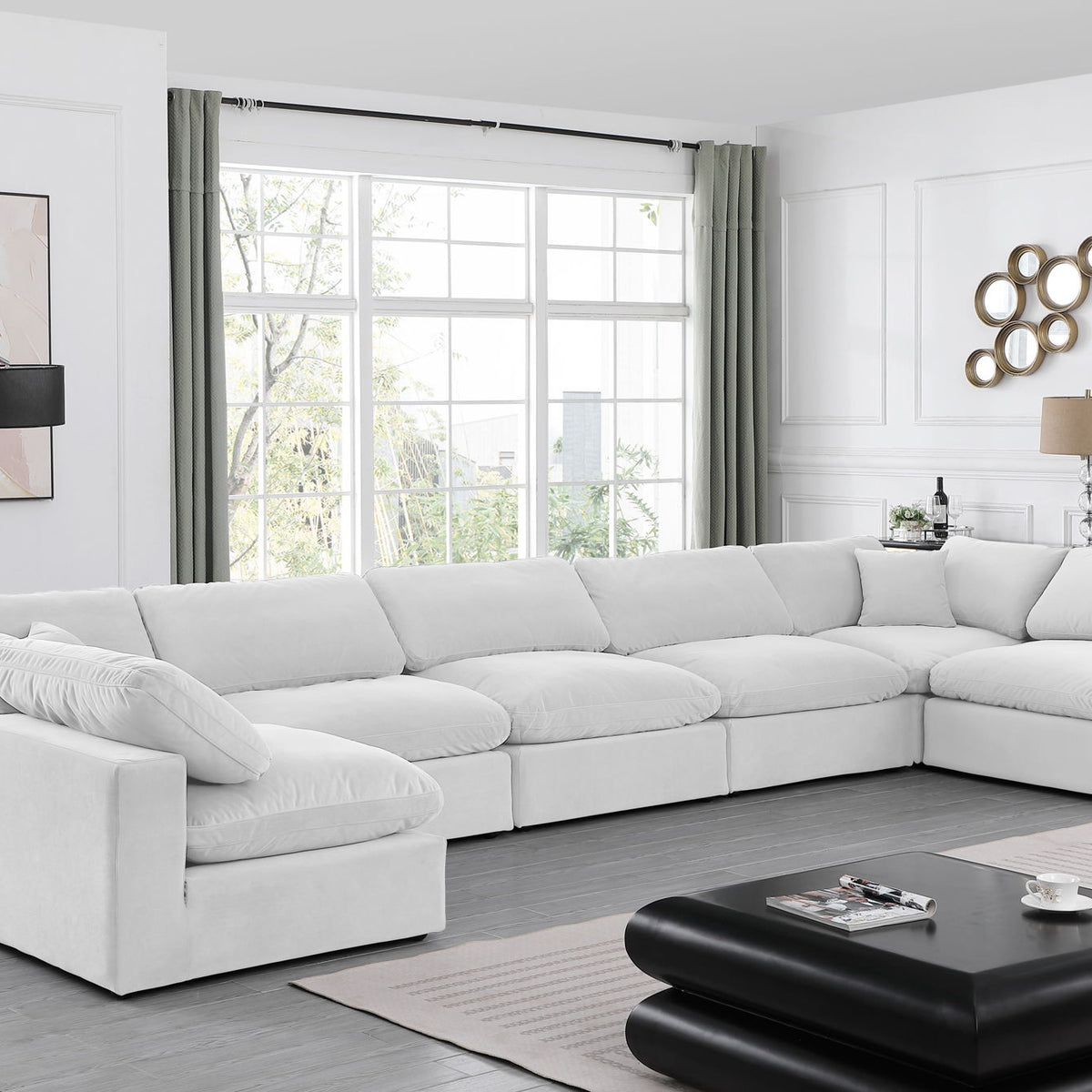 Comfy - 7 Piece Velvet Modular Armless Sectional