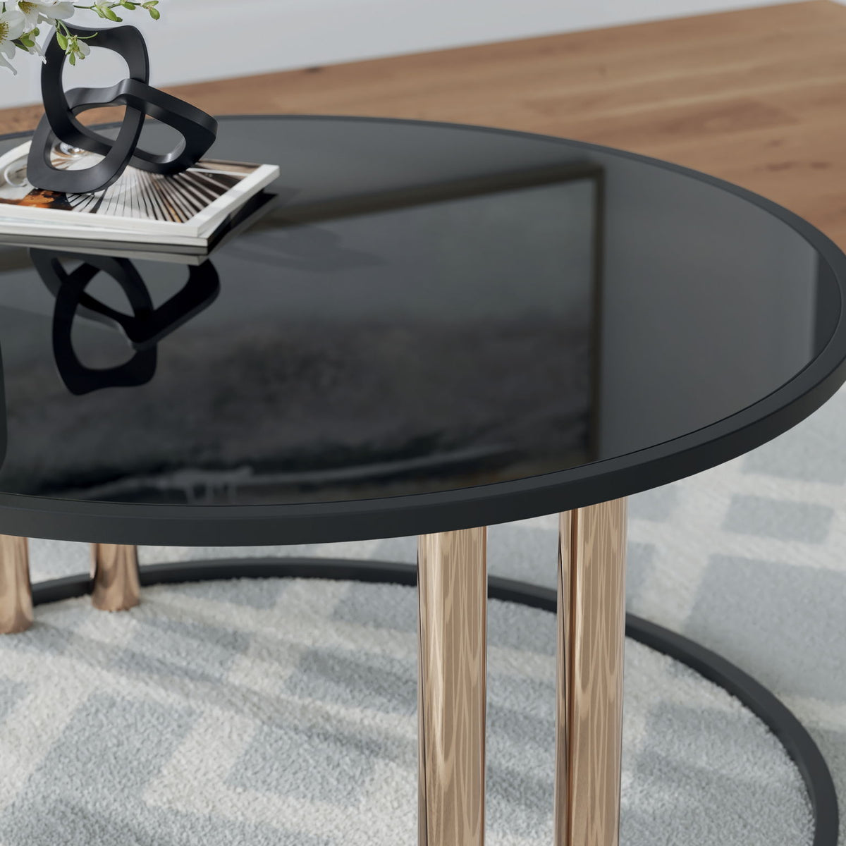 Hannerly - Black / Gold Finish - Occasional Table Set (Set of 3)