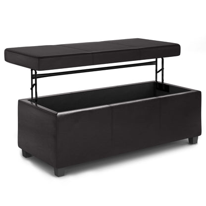 Avalon - Lift Top Rectangular Storage Ottoman - Tanners Brown