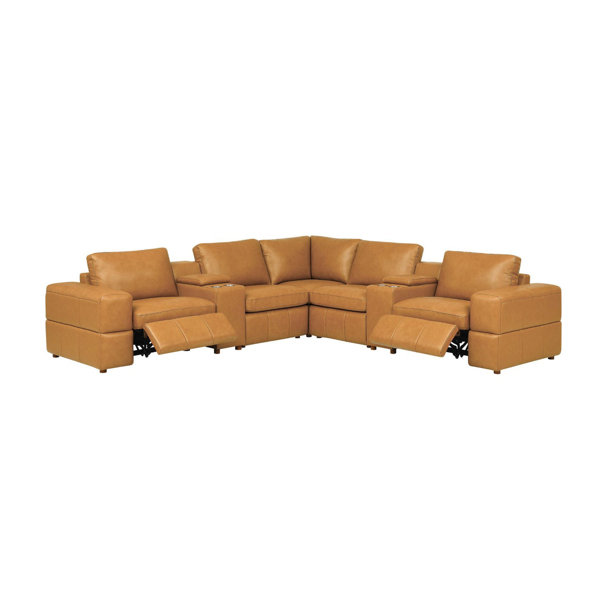 Upholstered Large Arms Sectional With Recliner Seats