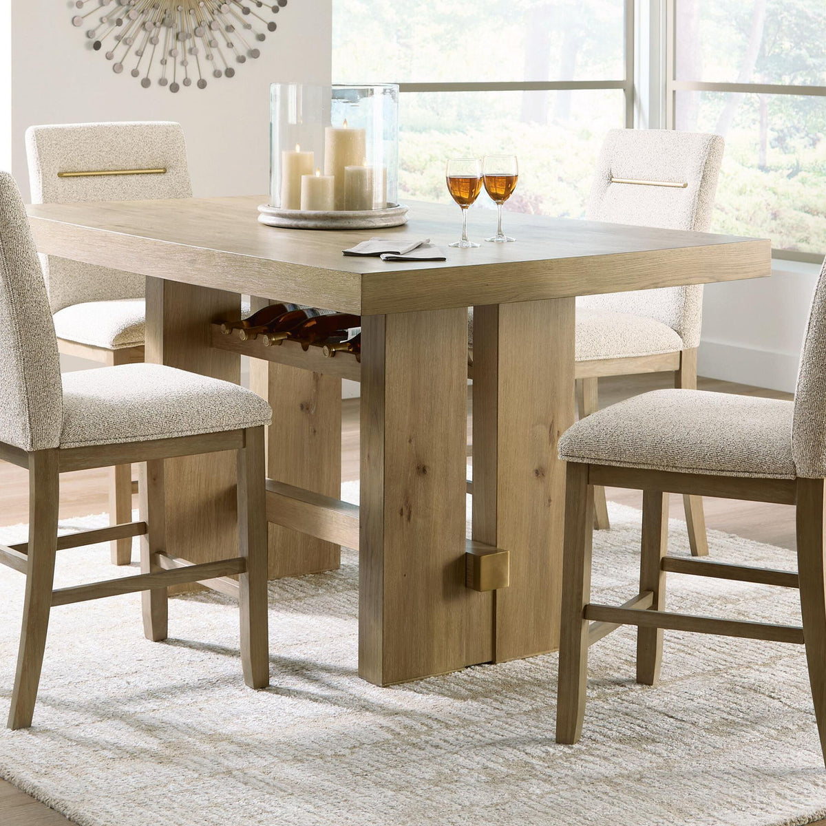 Lasinger - 5 Pc. - Counter Height Dining Table And 4 Barstools - Light Brown