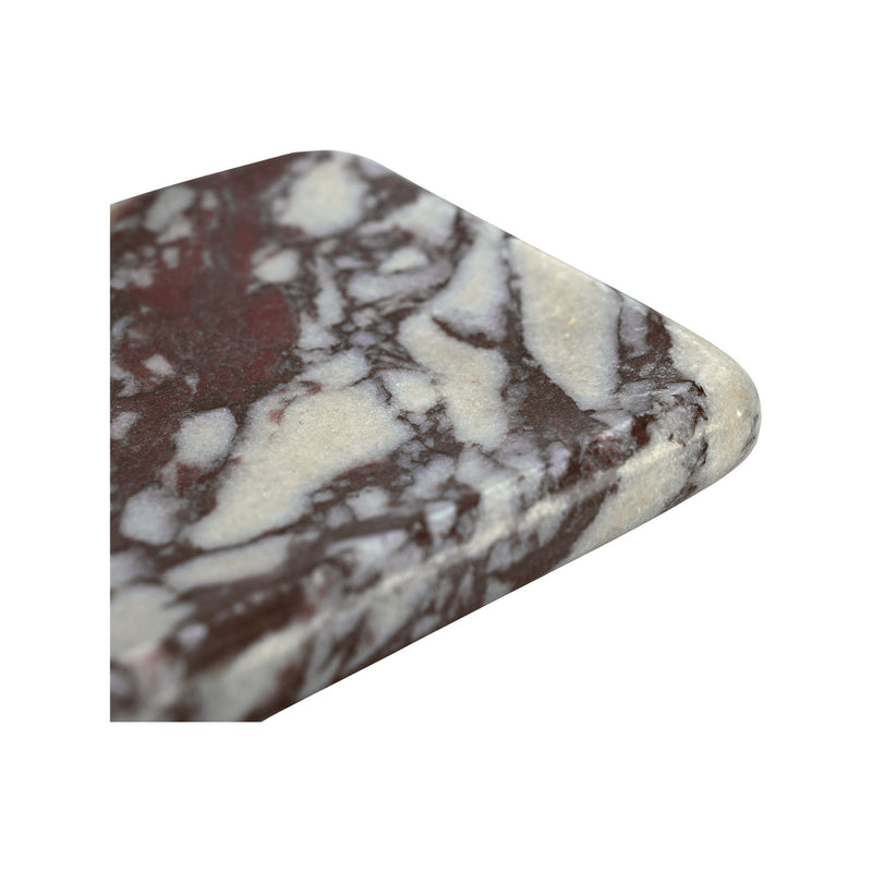 Marble catchall edge detail with cream and dark brown veined pattern