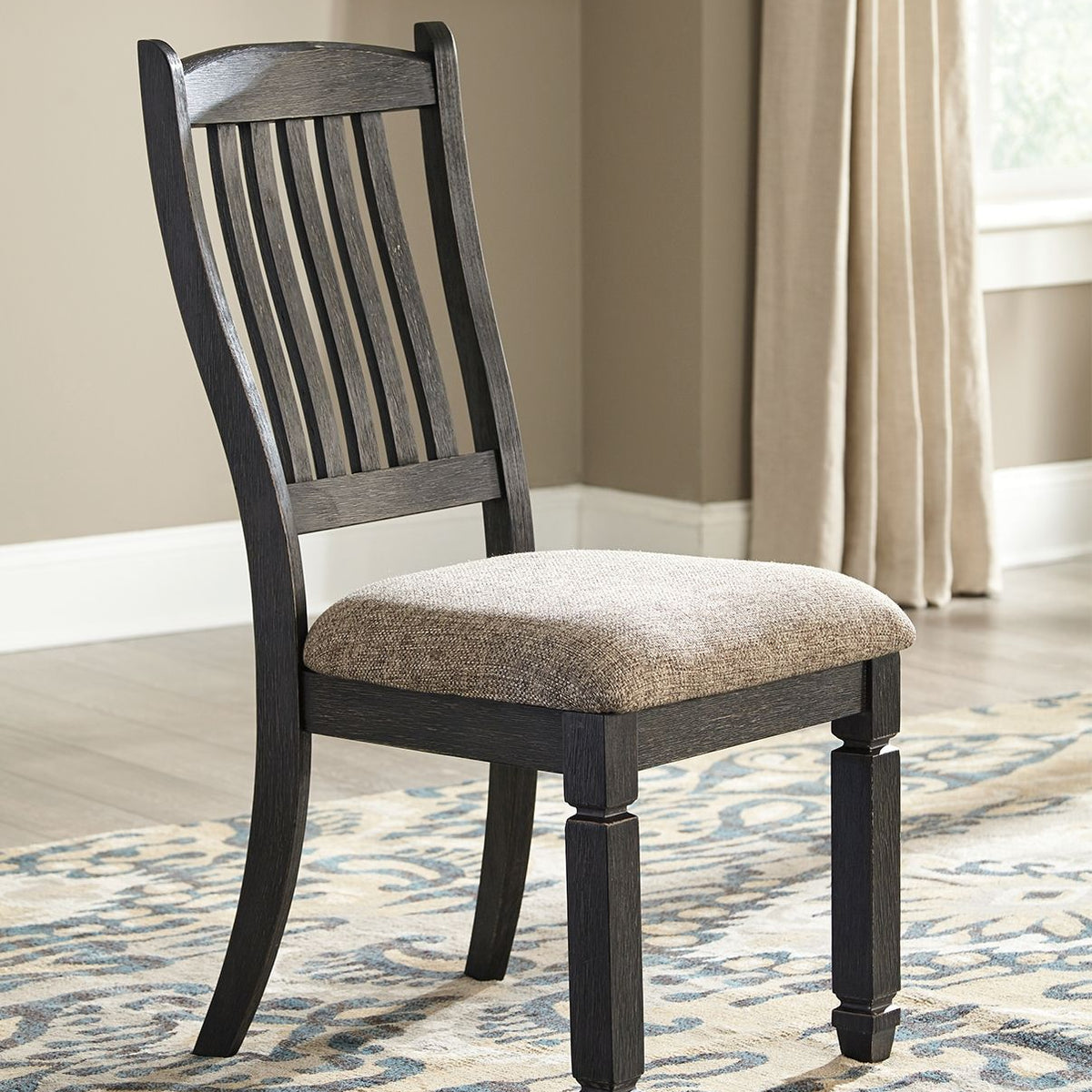 Tyler Creek - Dining UPH Side Chair (Set of 2) - Slatback - Black / Grayish Brown