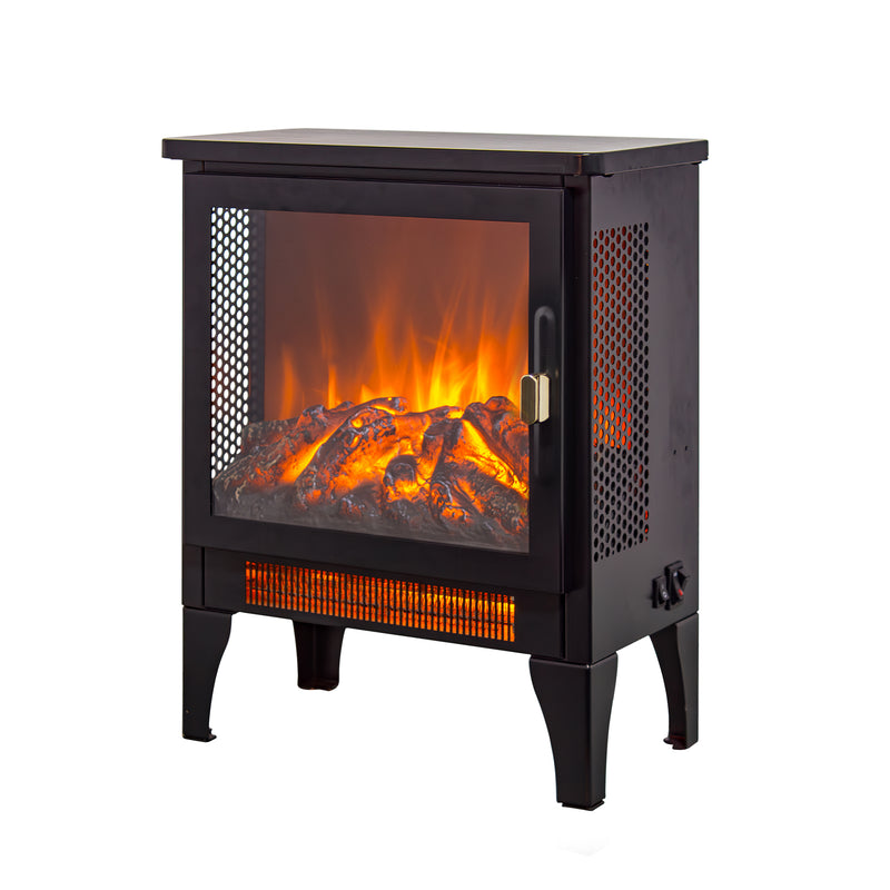18 inch Freestanding Electric Fireplace Stove heater with 3D Flame effect, Black