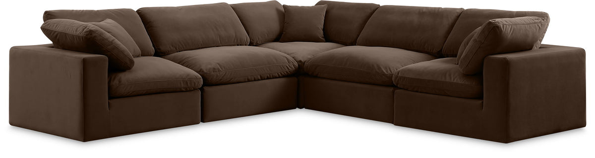 Comfy - 5 Piece Velvet Modular Corner Sectional