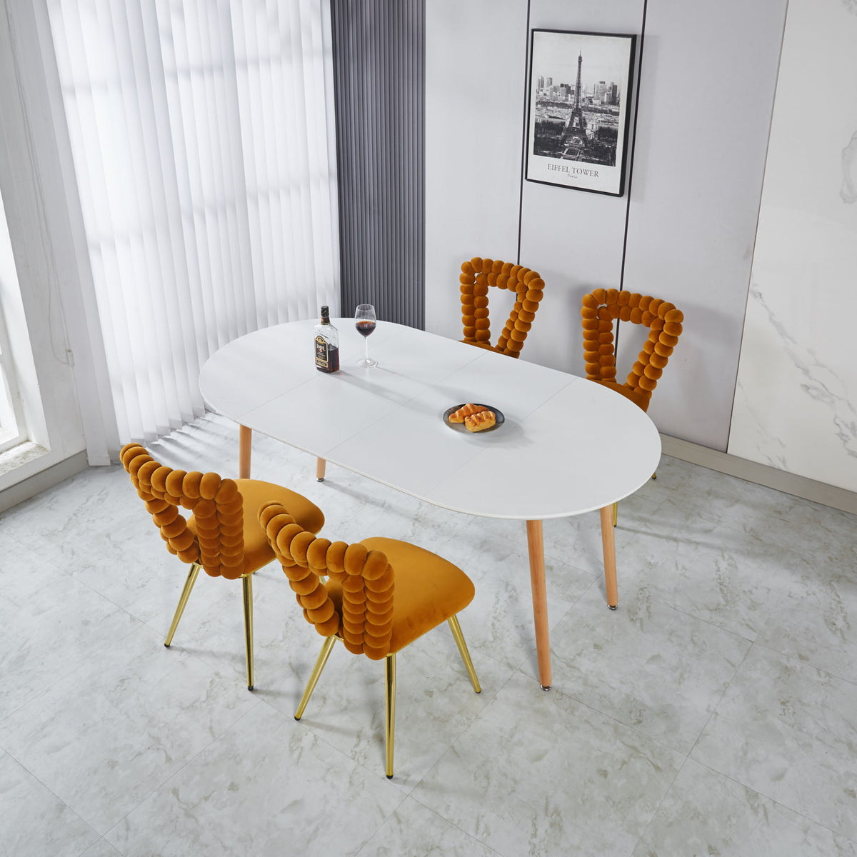 Extensible Table, Dining Table, Office Table, Coffee Table, Wood Leg - Matte White