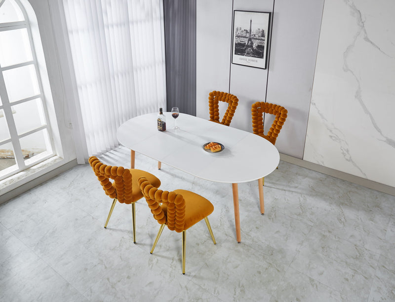 Extensible Table, Dining Table, Office Table, Coffee Table, Wood Leg - Matte White