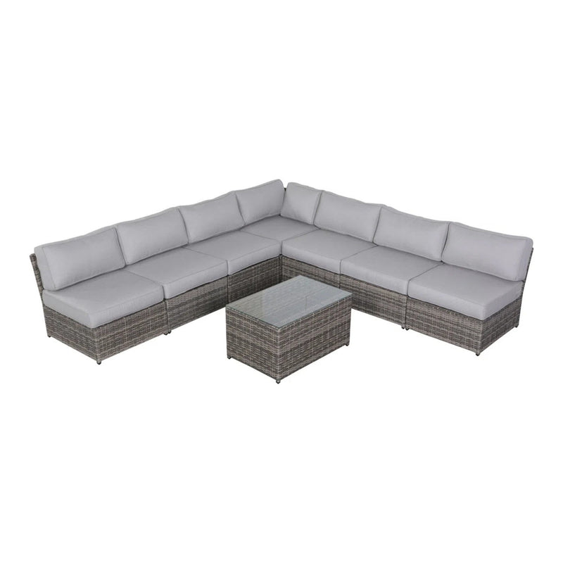 Comfortable Modern Patio Rattan Sectional Set With Cushions