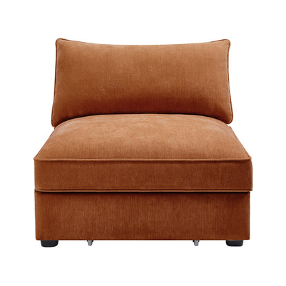 Velvet Armless Sofa - Orange Velvet
