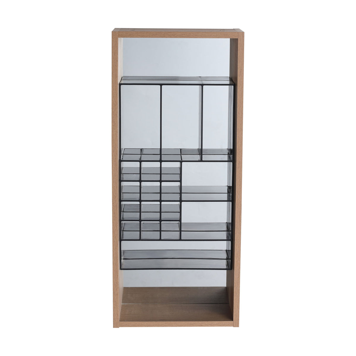 12" Wall Mounted Mirror Cabinet With Storage - Imitative Oak