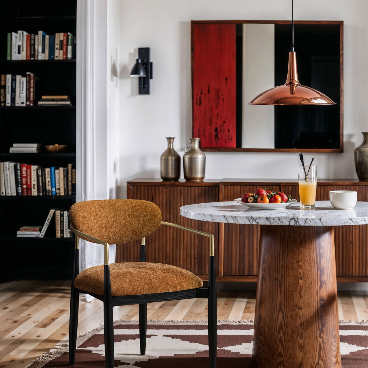 Riccio - Fabric Dining Arm Chair (Set of 2) - Black And Gold Frame