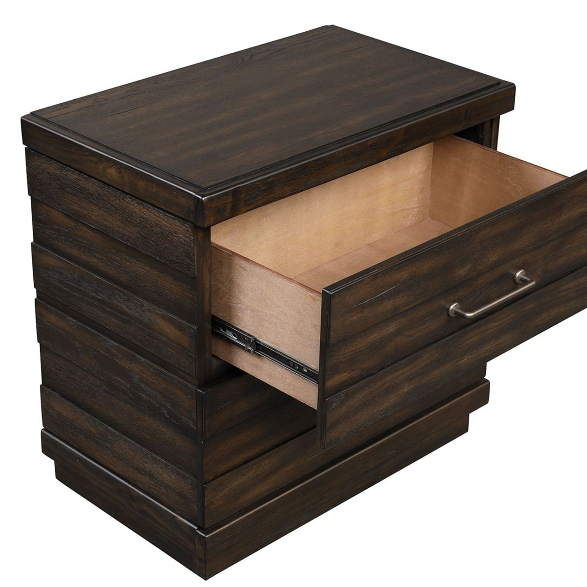 Industrial Farmhouse Designed 2 Drawer Nightstand - Brown