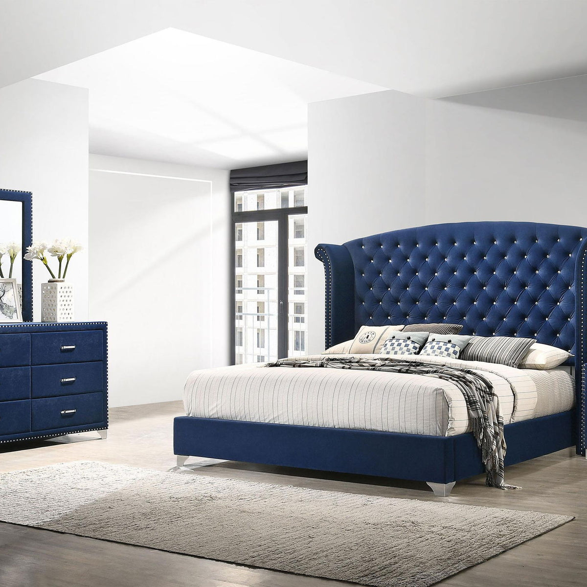 Melody 4-piece Eastern King Bedroom Set Pacific Blue