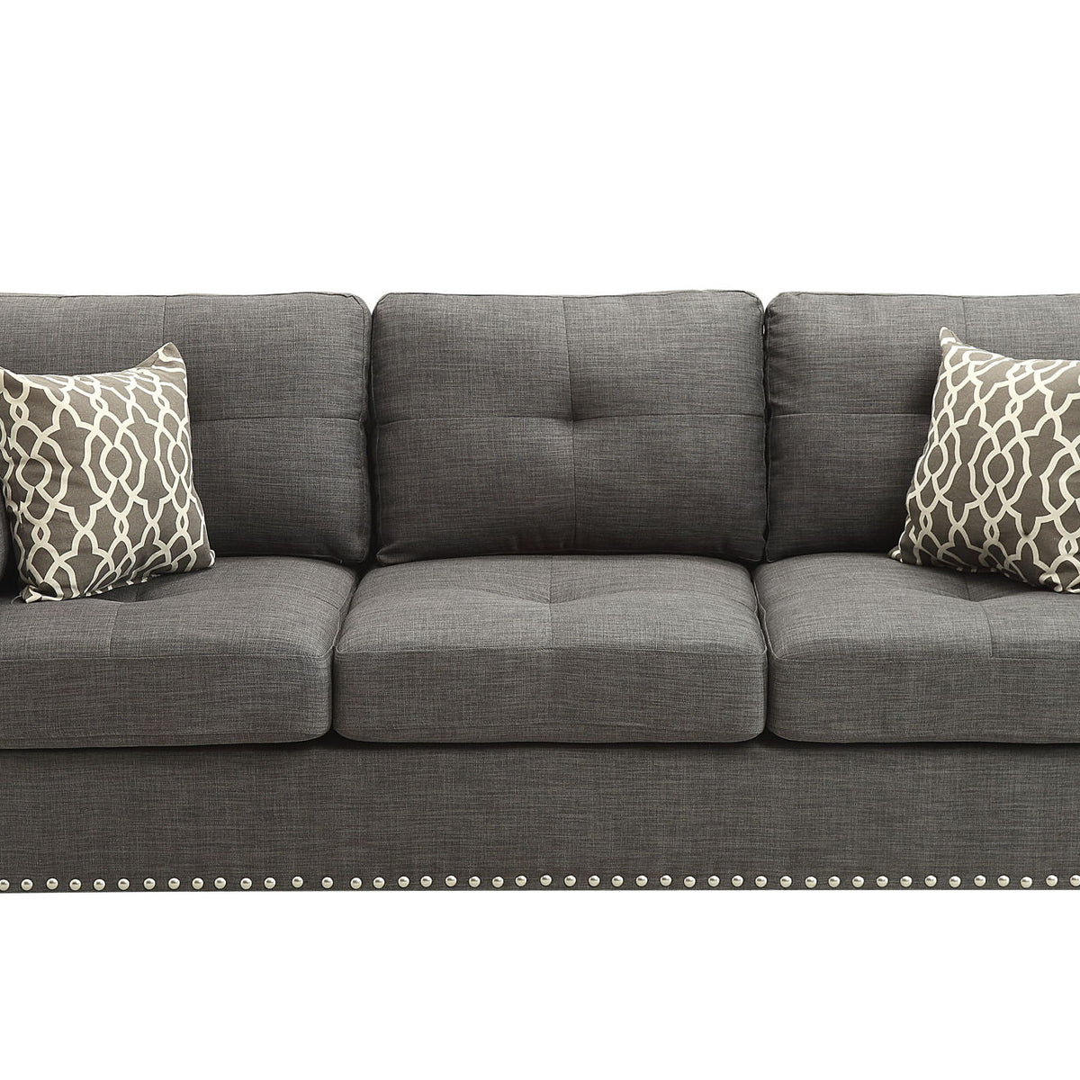 Laurissa - Linen Sofa With 4 Pillows - Light Gray
