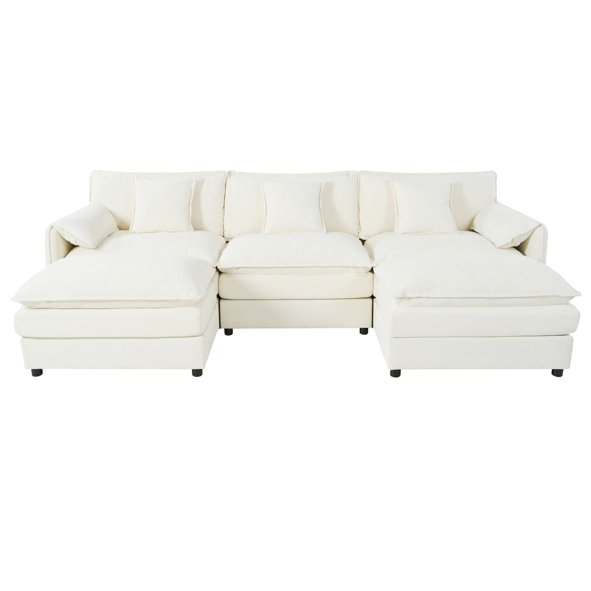 Modern Comfy Deep Seat Modular Sectional Sofa Cloud Couch With Ottoman