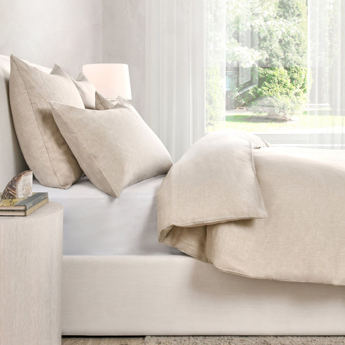 Jayson linen cashmere sham in natural linen color, square pillow style