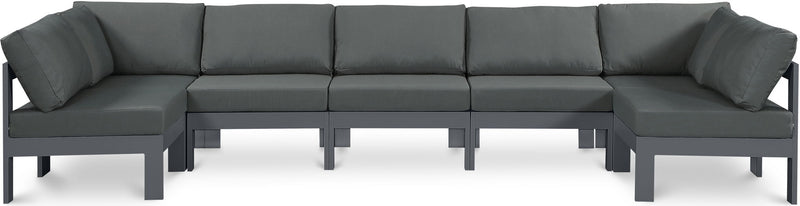 Nizuc - Outdoor Patio 7 Piece Modular Sectional With Gray Frame