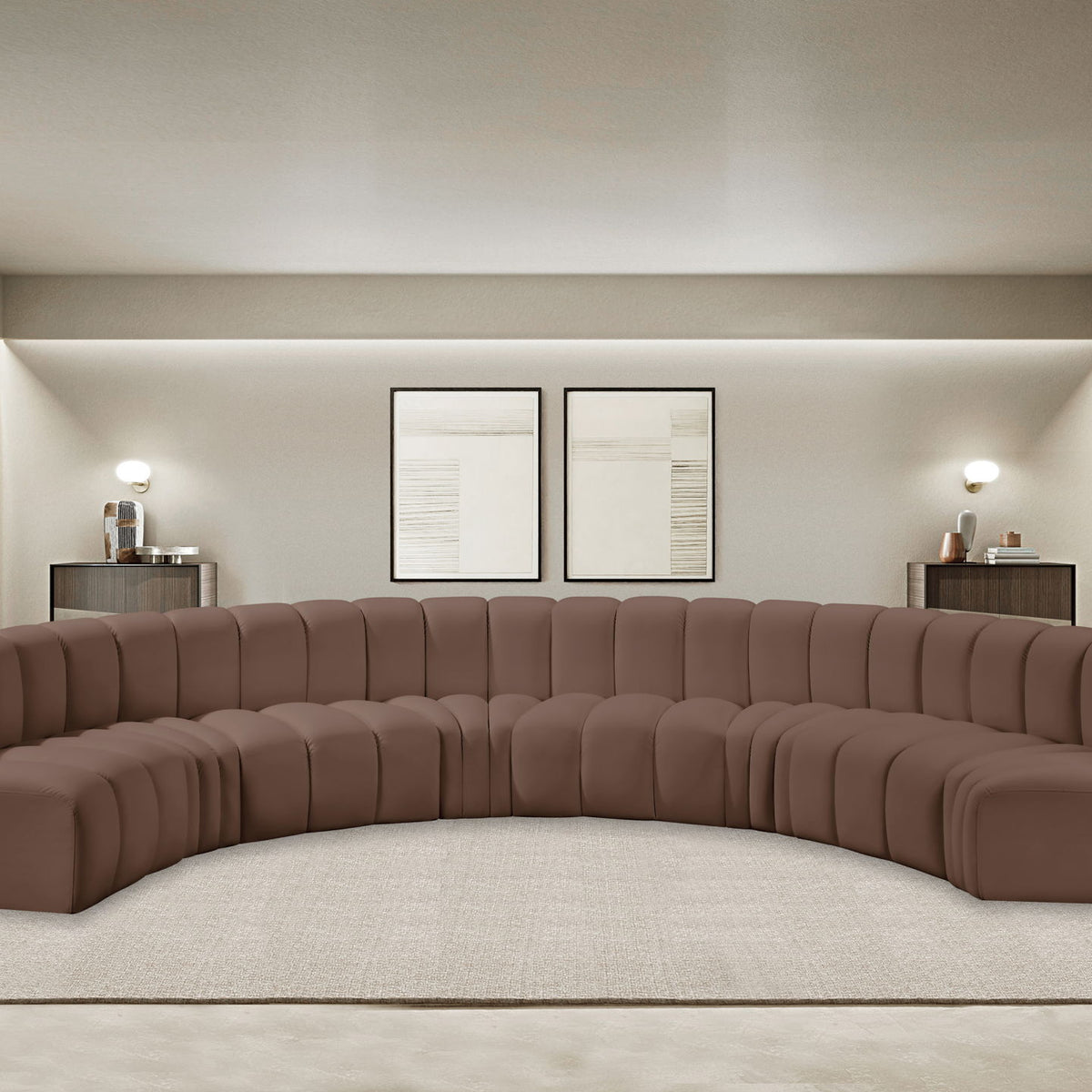 Arc - Faux Leather 8 Piece U-Shaped Modular Sofa