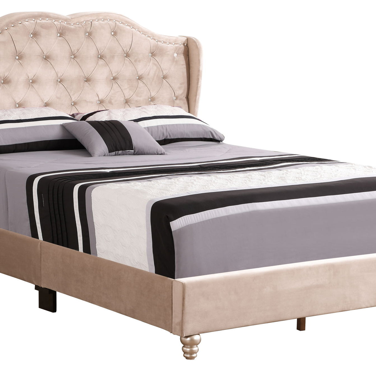Upholstered Velvet Bed Transitional