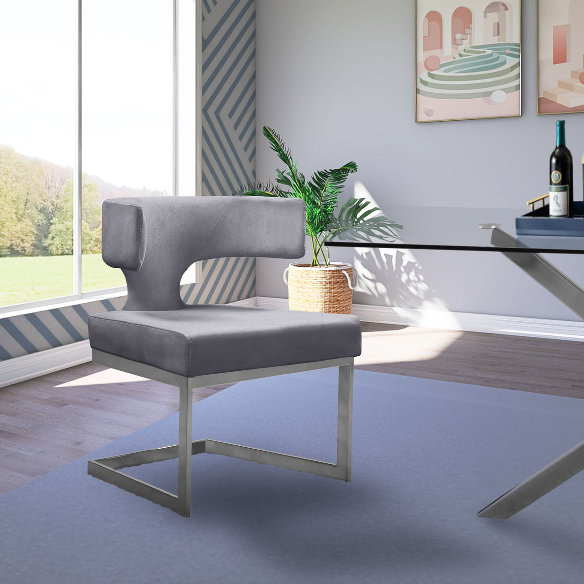 Alexandra - Dining Chair with Chrome Legs