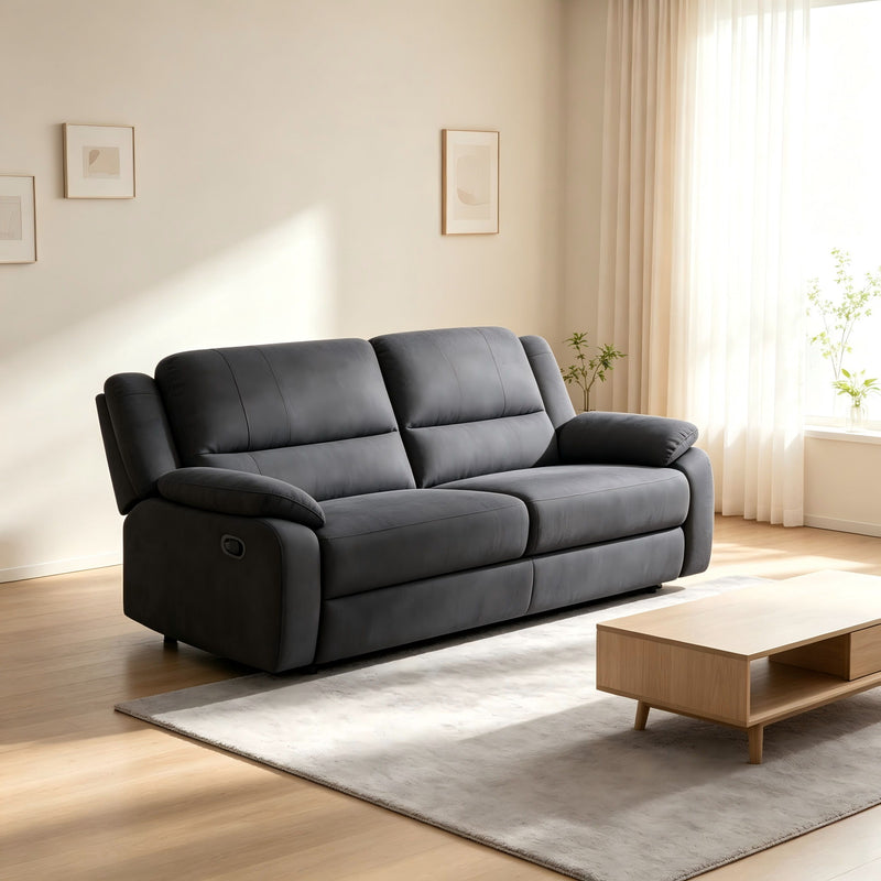 2 Seat Manual Reclining Loveseat With 150° Recline & Footrest - Black