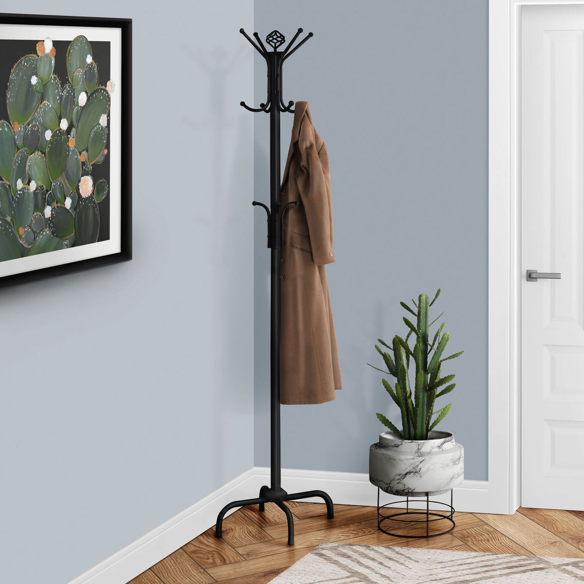 Free Standing Coat Rack 12 Hooks For Entryway