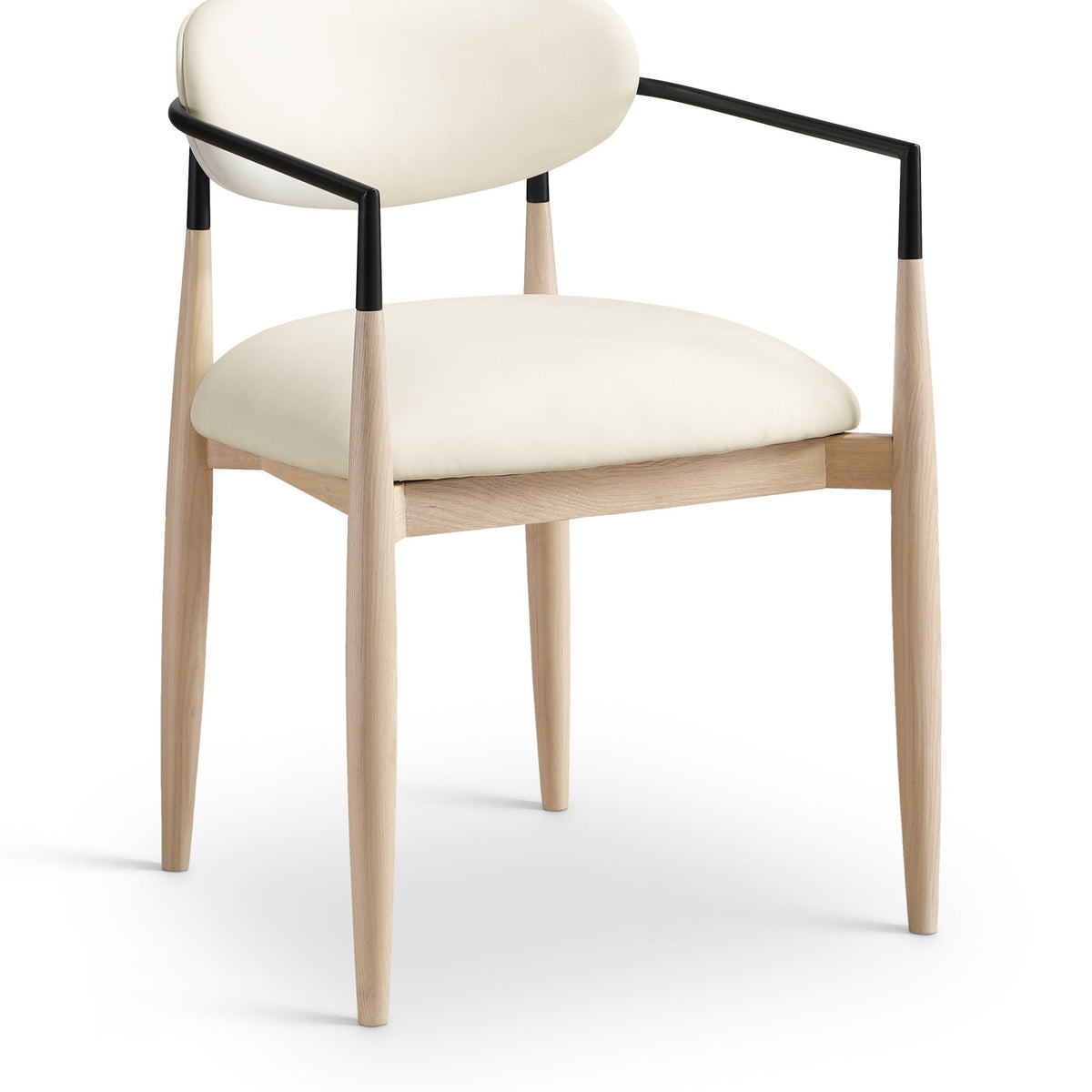 Riccio - Faux Leather Dining Arm Chair (Set of 2) - Natural Frame