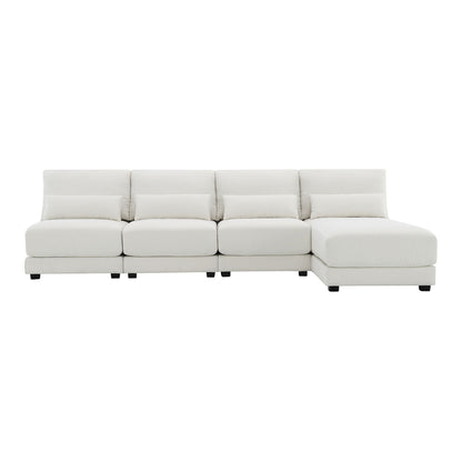 Oversized Deep Seat Sectional Sofa With Reversible Chaise, Loop Yarn Fabric 5-Seat Armless Indoor Furniture, Convertible L-Shaped Couch For Living Room, Apartment