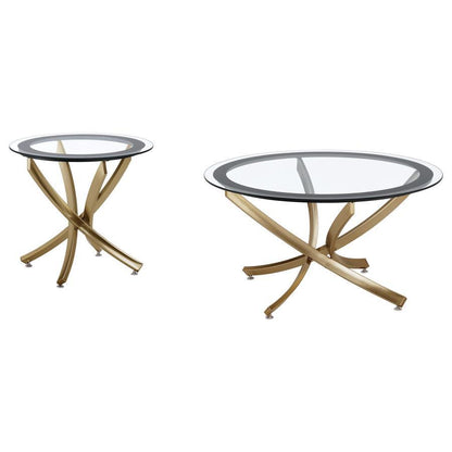 Brooke - Round Glass Top Coffee Table Set