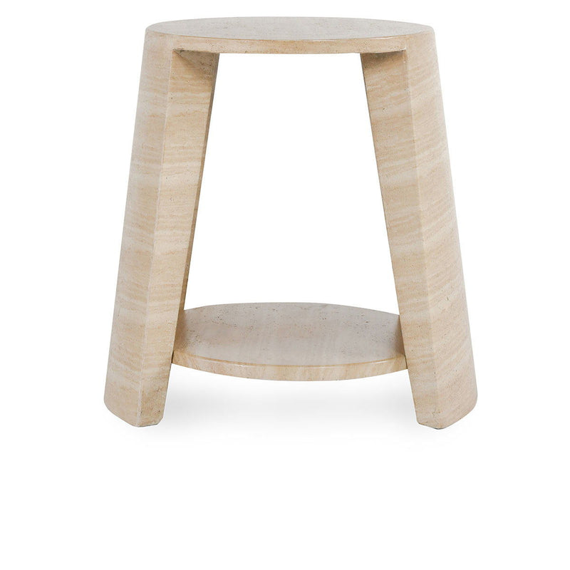Rosen - Outdoor Concrete Round End Table - Travertine