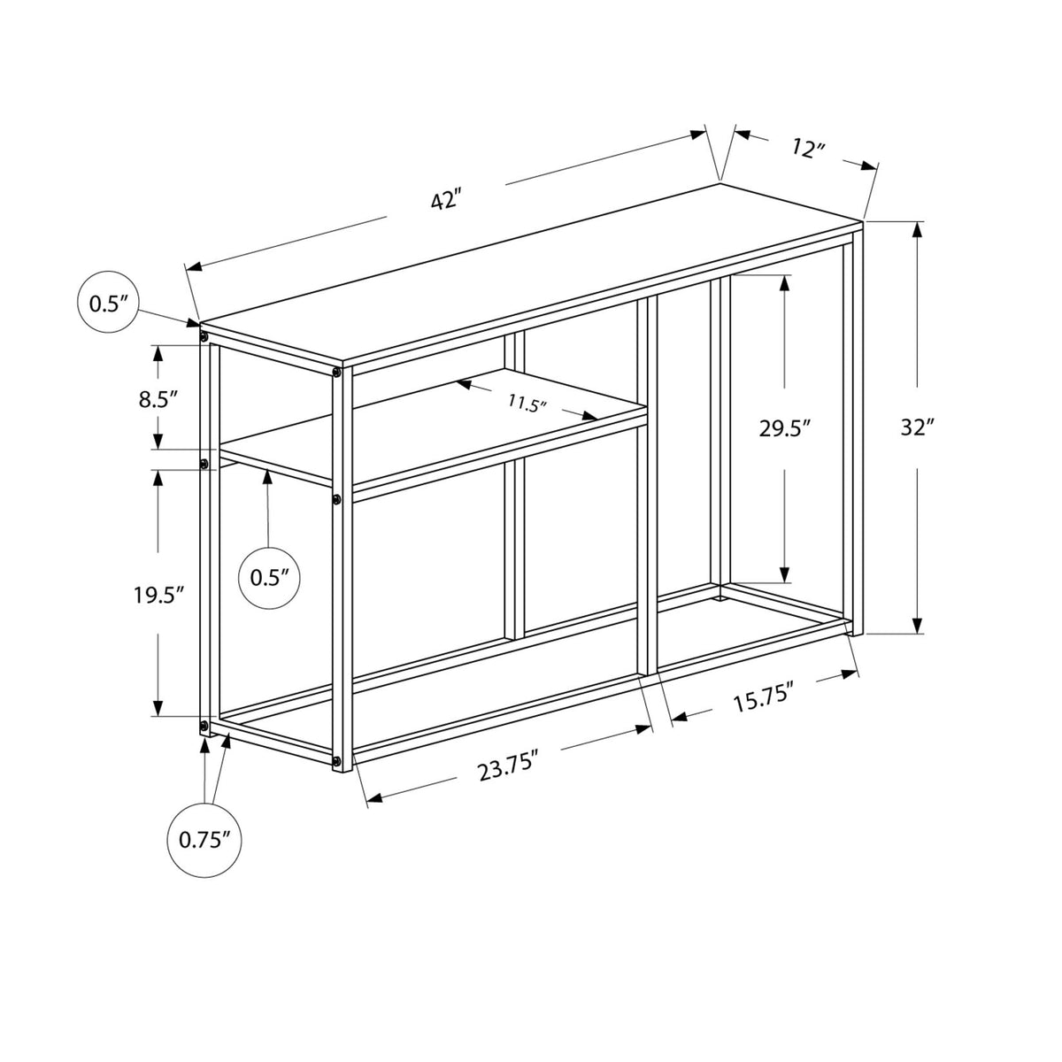 Accent Console Table For Entryway, Contemporary & Convenient Design - Gray