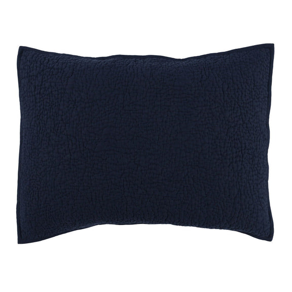 Indigo textured king sham with crinkle pattern, rectangular pillow cover