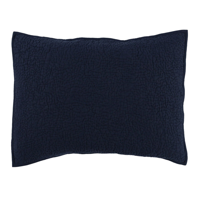 Indigo textured king sham with crinkle pattern, rectangular pillow cover