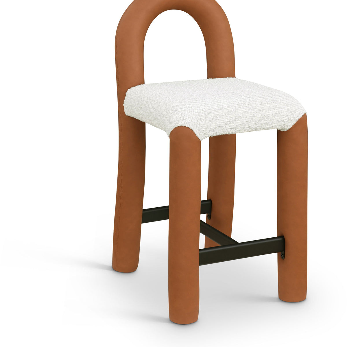 Amari - Vegan Leather and Boucle Fabric Stool