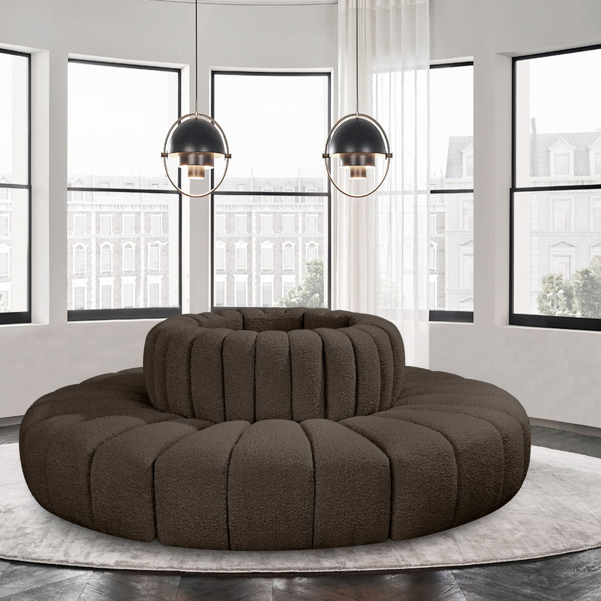 Arc - Boucle Fabric 8 Piece Round Modular Sofa