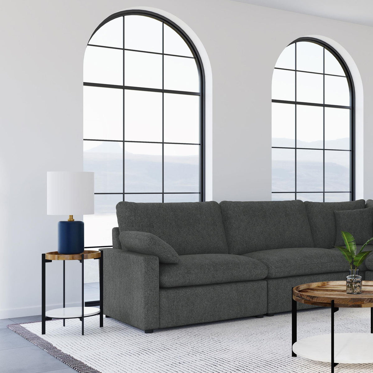 Collins Modular Armless Chair Dark Grey