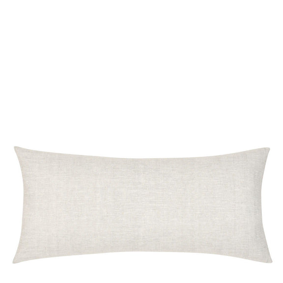 Ivory long lumbar pillow with solid woven texture and simple stitched border