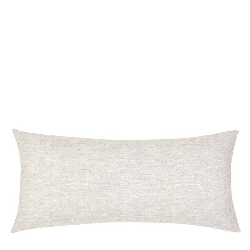 Ivory long lumbar pillow with solid woven texture and simple stitched border