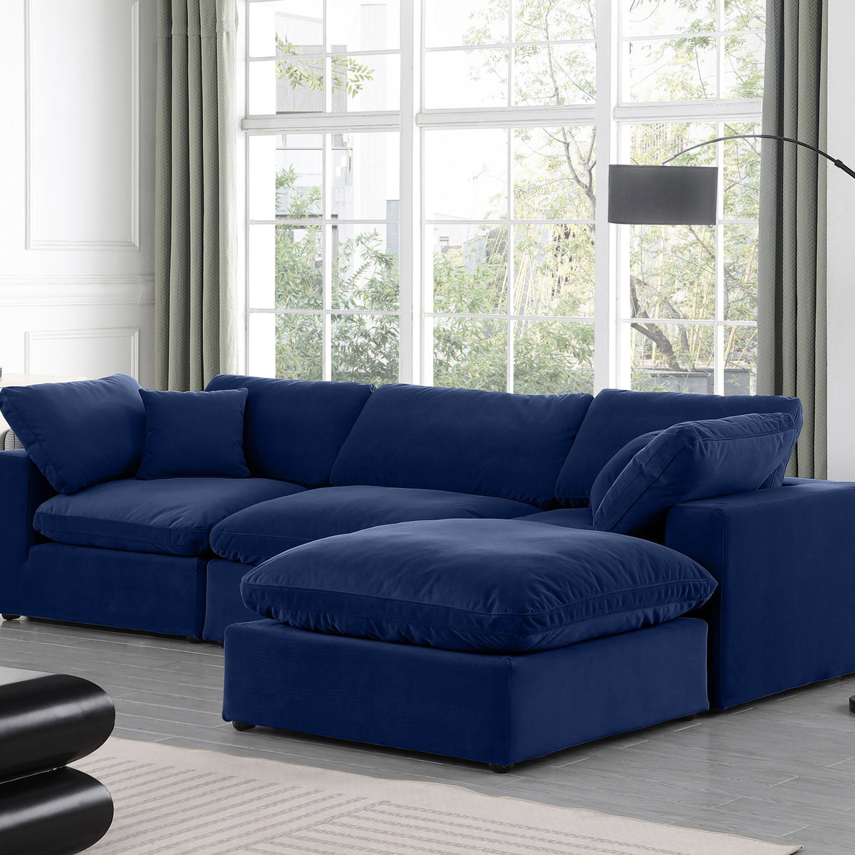 Comfy - 4 Piece Velvet Modular Sectional With Chaise